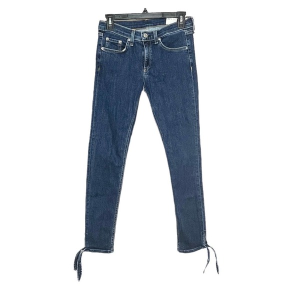 Rag & Bone Stevie Ankle Tie Bow Hem Denim Dark Wash Jeans Size 27 - Picture 2 of 8